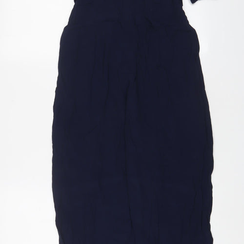 Marks and Spencer Womens Blue Viscose Jumpsuit One-Piece Size 10 L30 in Zip - Belted