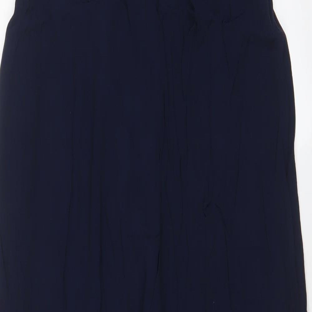 Marks and Spencer Womens Blue Viscose Jumpsuit One-Piece Size 10 L30 in Zip - Belted