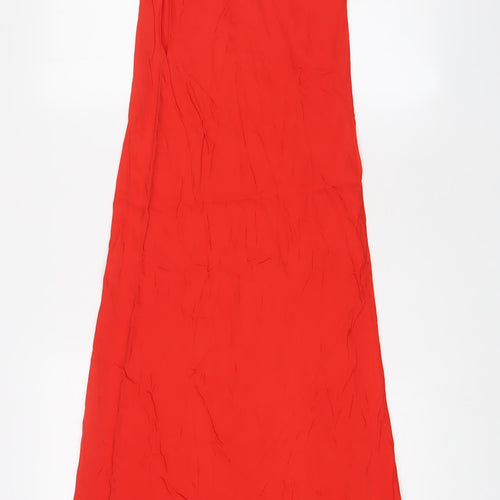 Zara Womens Red Viscose A-Line Size XS Square Neck Pullover