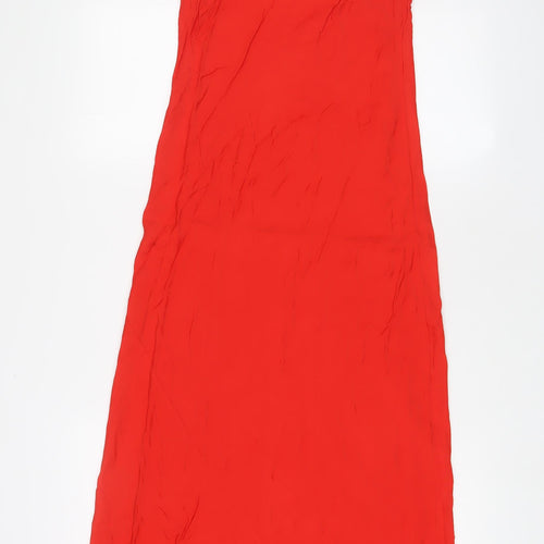 Zara Womens Red Viscose A-Line Size XS Square Neck Pullover