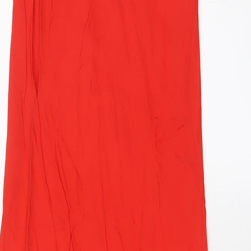 Zara Womens Red Viscose A-Line Size XS Square Neck Pullover