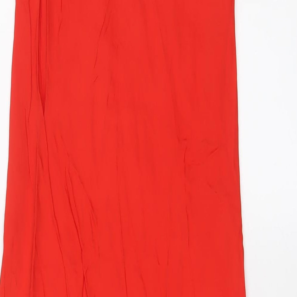 Zara Womens Red Viscose A-Line Size XS Square Neck Pullover