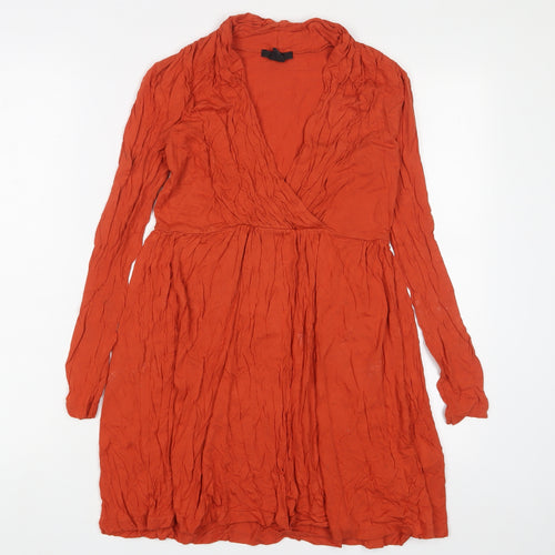 H&M Womens Orange Viscose A-Line Size XS V-Neck Pullover