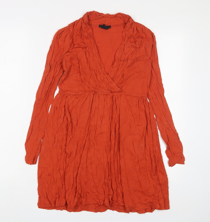 H&M Womens Orange Viscose A-Line Size XS V-Neck Pullover