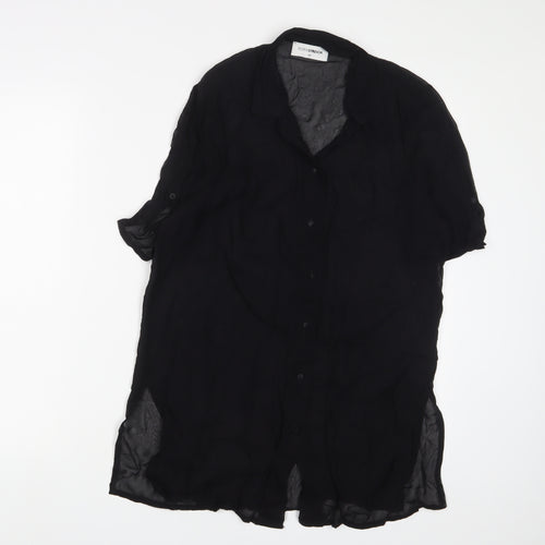 Doris Streich. Womens Black Polyester Basic Button-Up Size 8 Collared