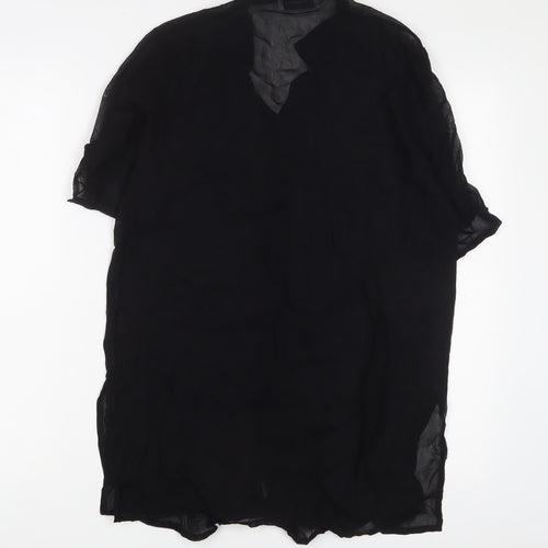 Doris Streich. Womens Black Polyester Basic Button-Up Size 8 Collared