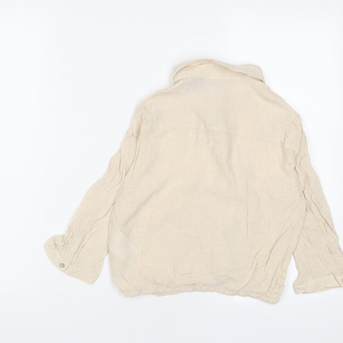 VERO MODA Womens Beige Linen Basic Button-Up Size S Collared