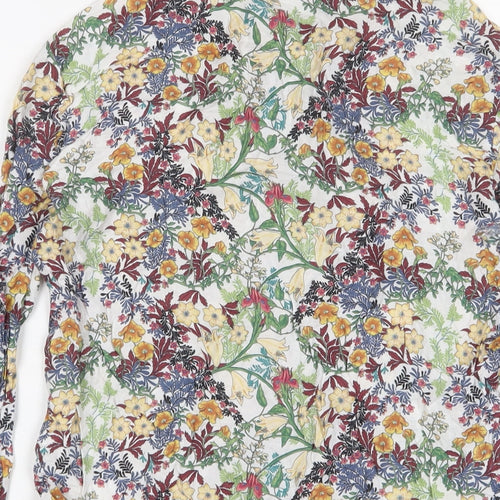 Zara Womens Multicoloured Floral Viscose Basic Button-Up Size S Collared