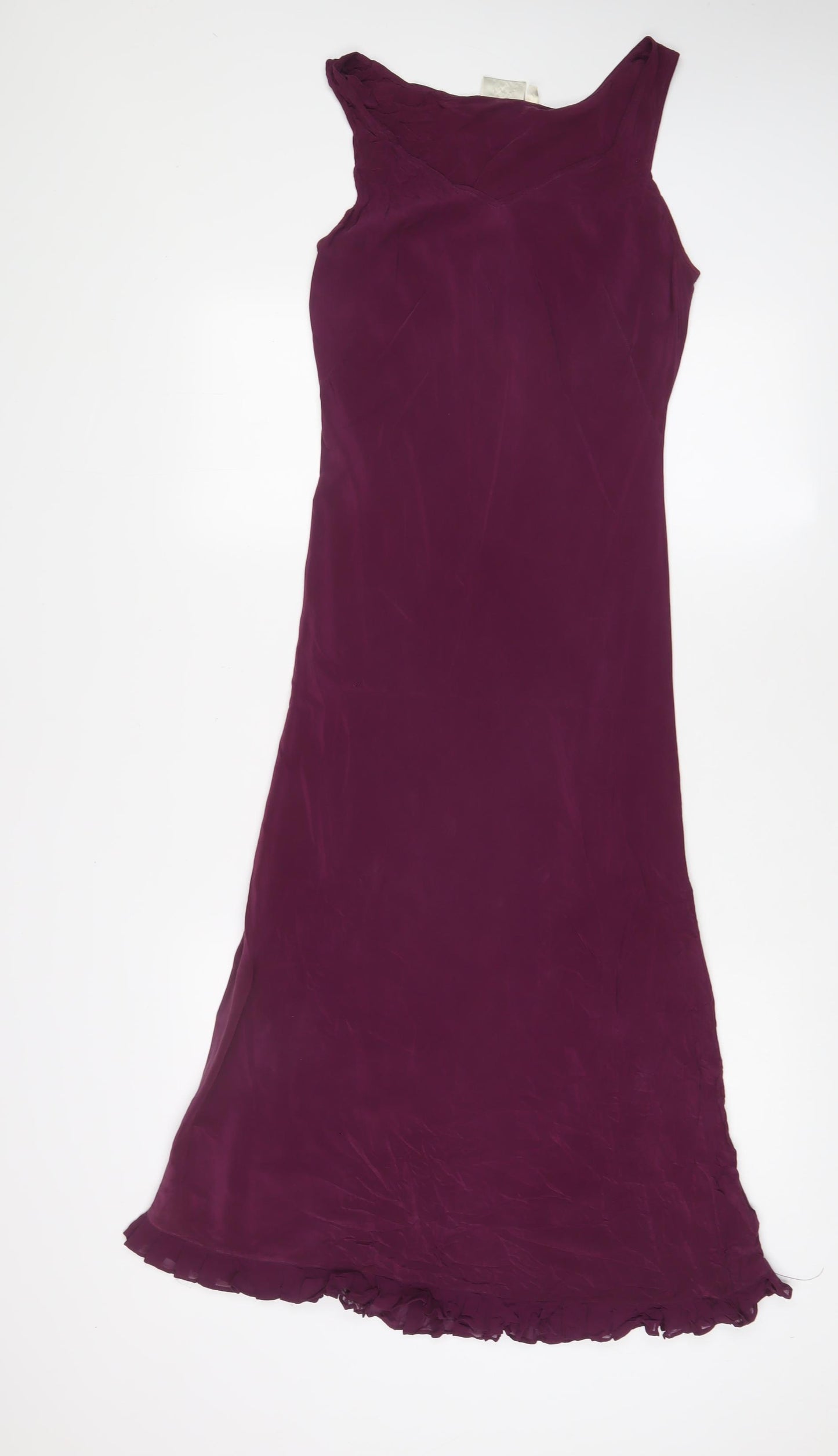 EAST Womens Purple Silk A-Line Size 10 V-Neck Pullover - Frill