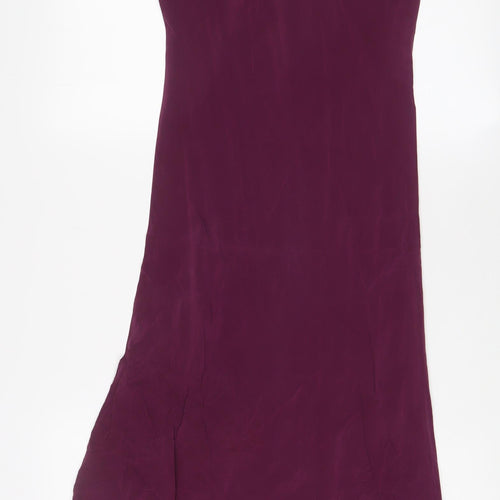 EAST Womens Purple Silk A-Line Size 10 V-Neck Pullover - Frill