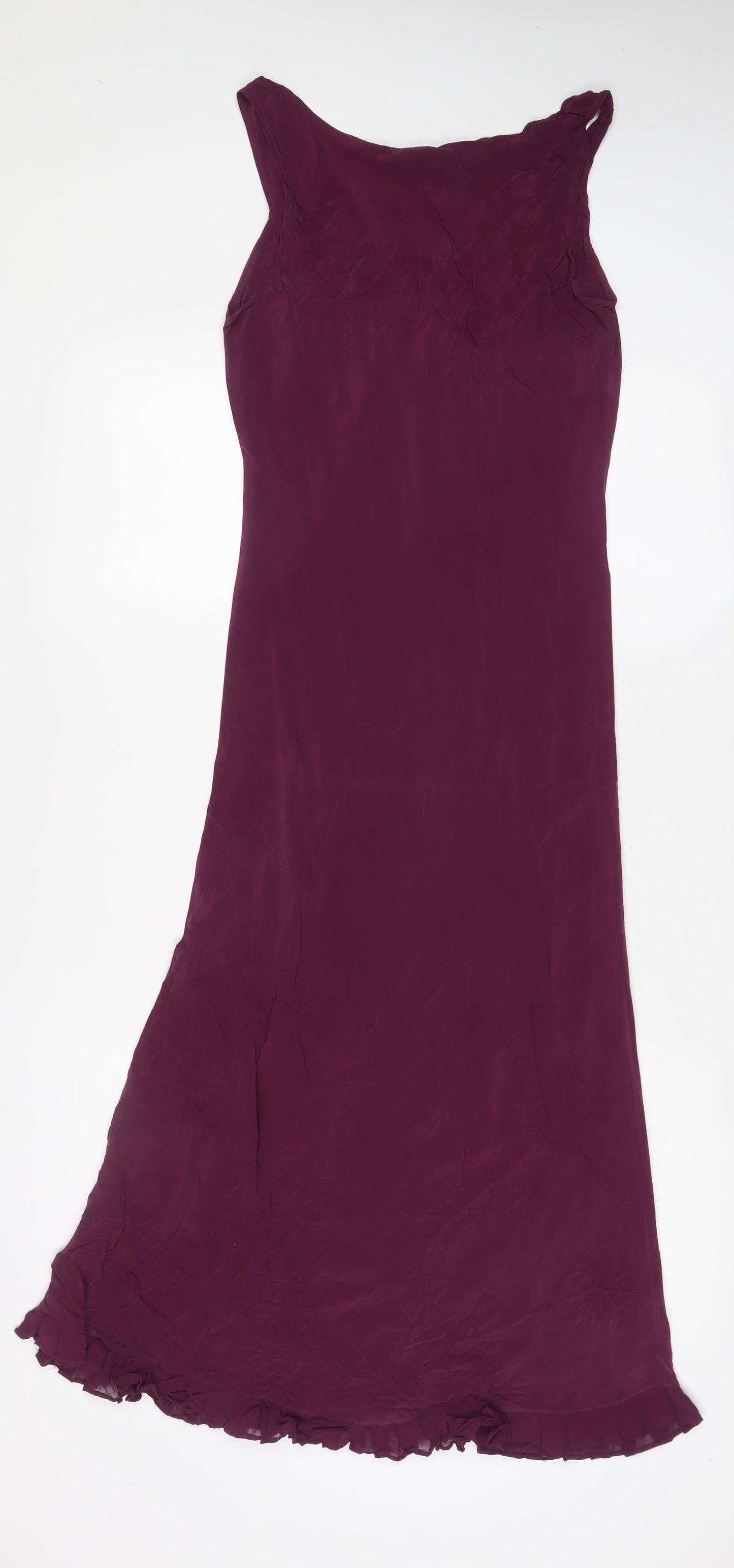 EAST Womens Purple Silk A-Line Size 10 V-Neck Pullover - Frill