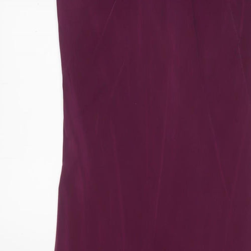 EAST Womens Purple Silk A-Line Size 10 V-Neck Pullover - Frill