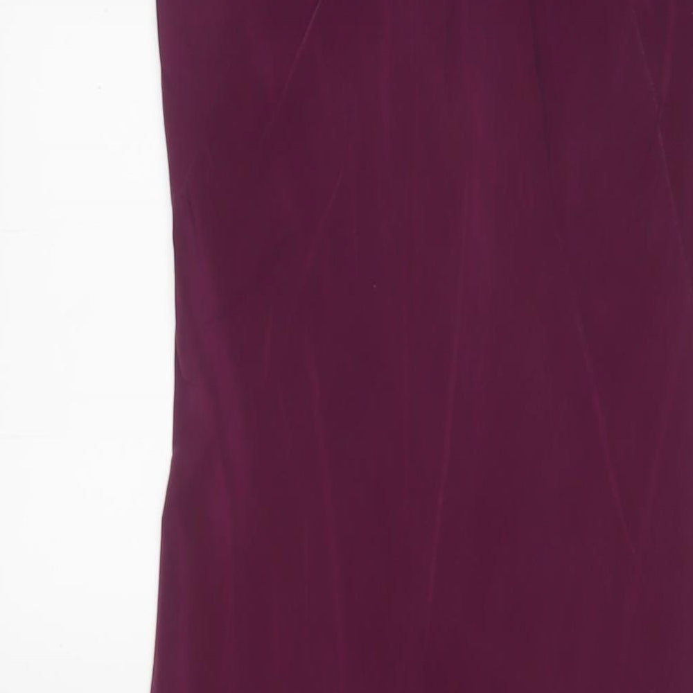 EAST Womens Purple Silk A-Line Size 10 V-Neck Pullover - Frill