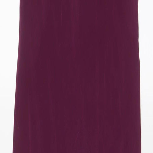 EAST Womens Purple Silk A-Line Size 10 V-Neck Pullover - Frill