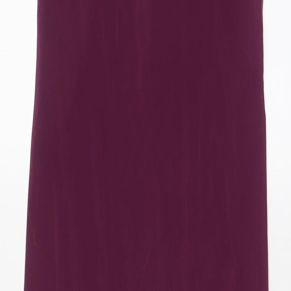 EAST Womens Purple Silk A-Line Size 10 V-Neck Pullover - Frill