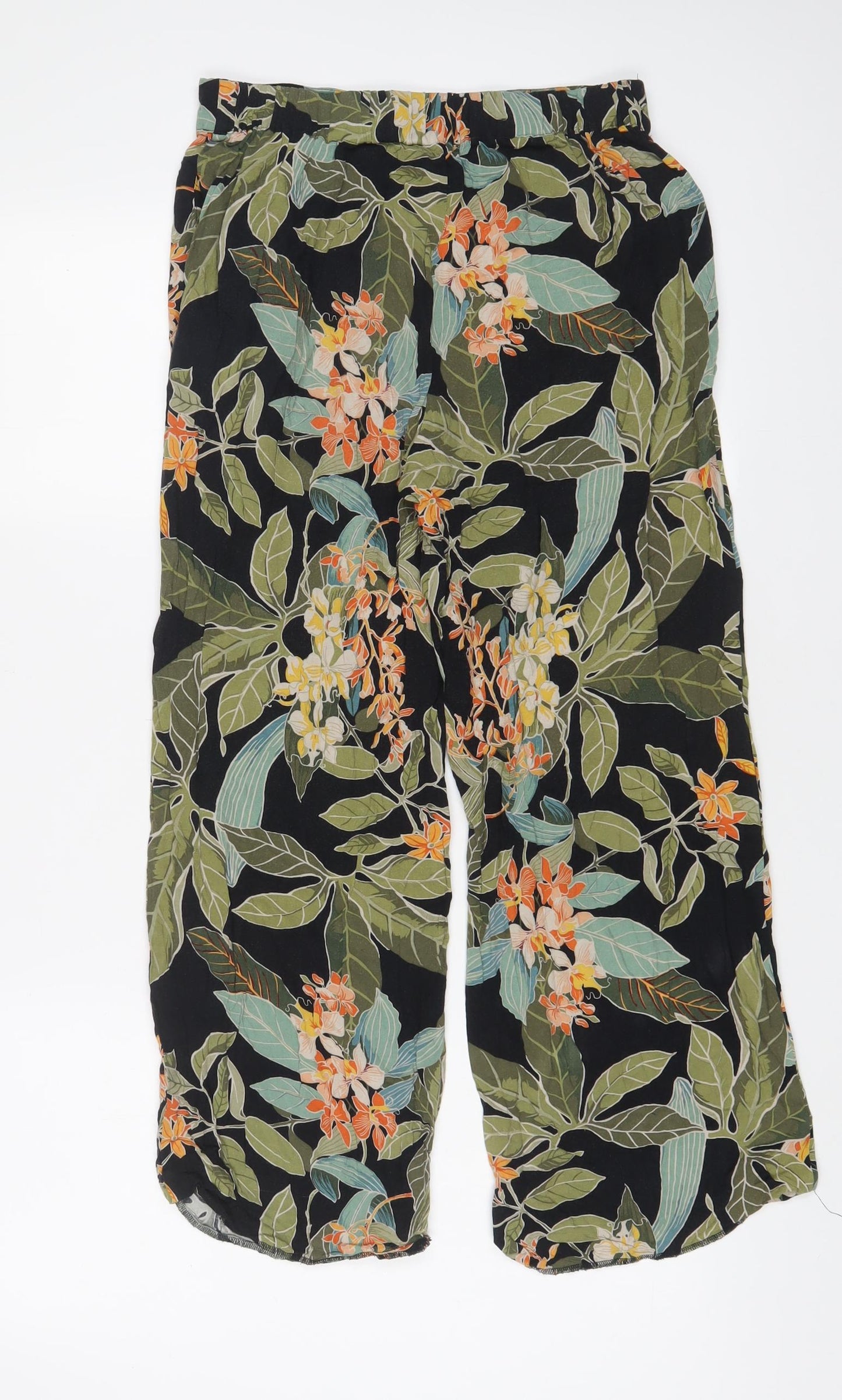 Warehouse Womens Multicoloured Floral Viscose Trousers Size 8 L24 in Regular