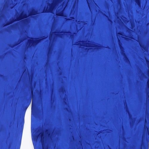 Zara Womens Blue Viscose Wrap Dress Size 12 V-Neck Tie - Belted