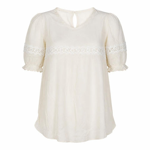 Dorothy Perkins Womens Beige Viscose Basic T-Shirt Size 12 Crew Neck - Embroidered