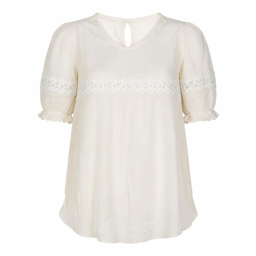 Dorothy Perkins Womens Beige Viscose Basic T-Shirt Size 12 Crew Neck - Embroidered