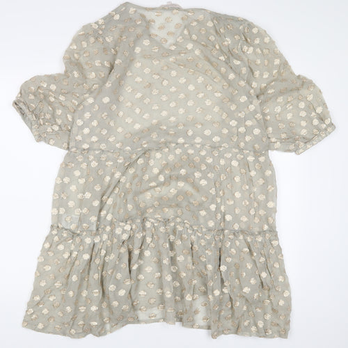 Part Two Womens Brown Polka Dot Viscose A-Line Size 34 V-Neck Pullover