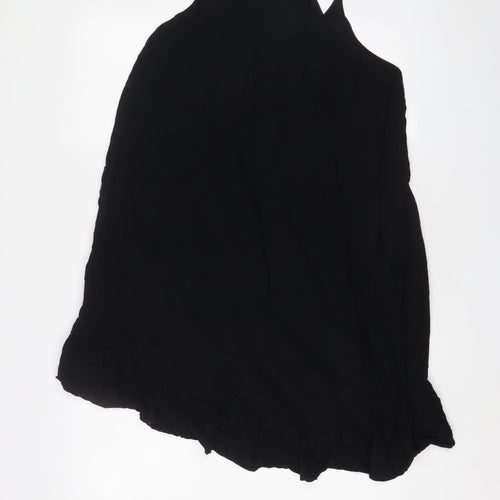 Marks and Spencer Womens Black Viscose A-Line Size 12 Scoop Neck Pullover - Pleated