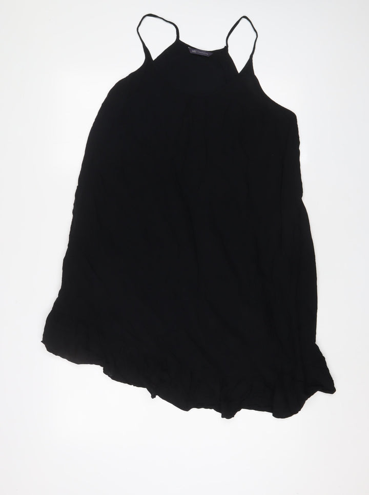 Marks and Spencer Womens Black Viscose A-Line Size 12 Scoop Neck Pullover - Pleated