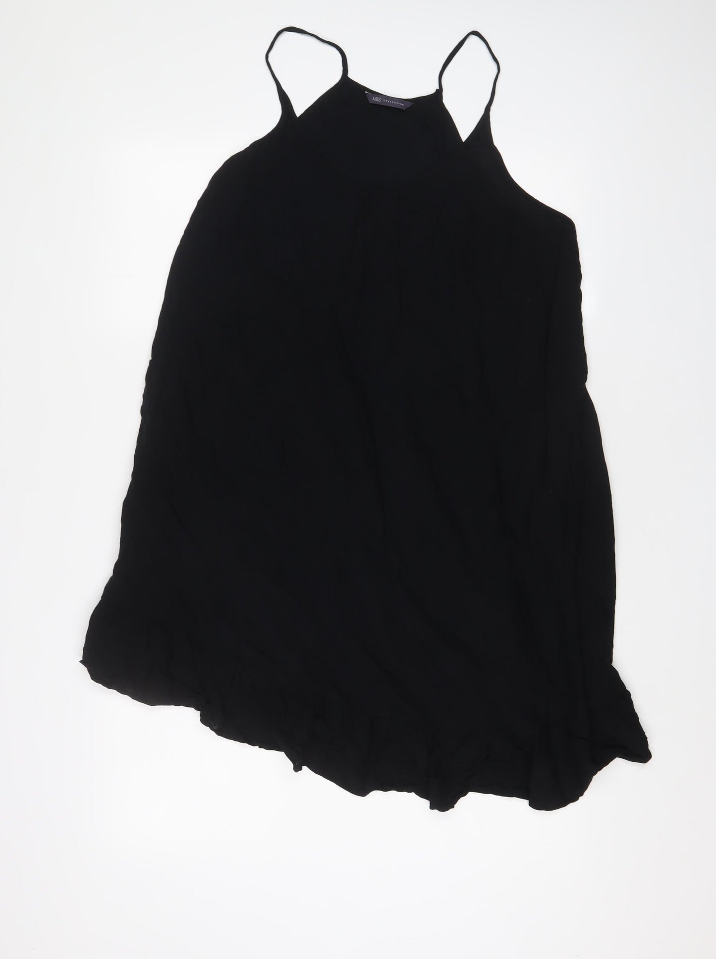 Marks and Spencer Womens Black Viscose A-Line Size 12 Scoop Neck Pullover - Pleated