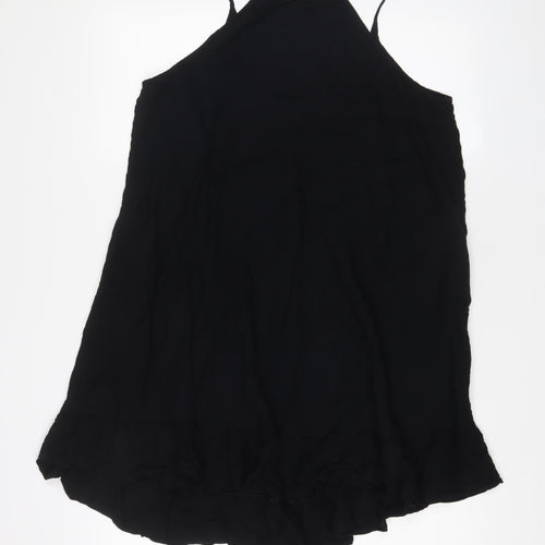 Marks and Spencer Womens Black Viscose A-Line Size 12 Scoop Neck Pullover - Pleated