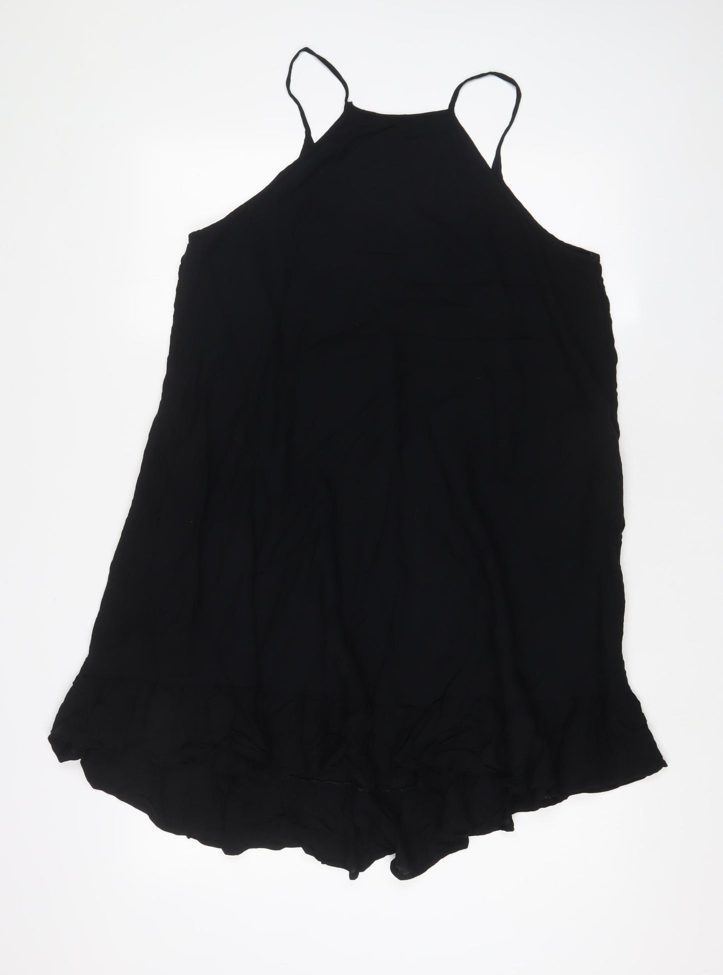 Marks and Spencer Womens Black Viscose A-Line Size 12 Scoop Neck Pullover - Pleated