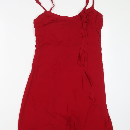 Lala foi Womens Red Viscose A-Line Size S Scoop Neck Zip