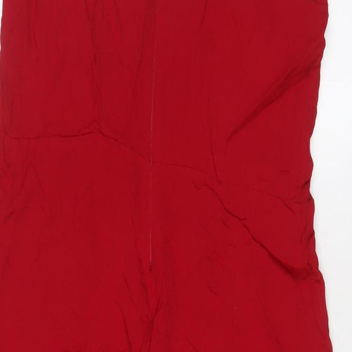 Lala foi Womens Red Viscose A-Line Size S Scoop Neck Zip