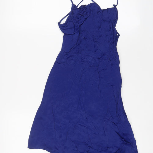 Zara Womens Blue Viscose A-Line Size XS Square Neck Zip