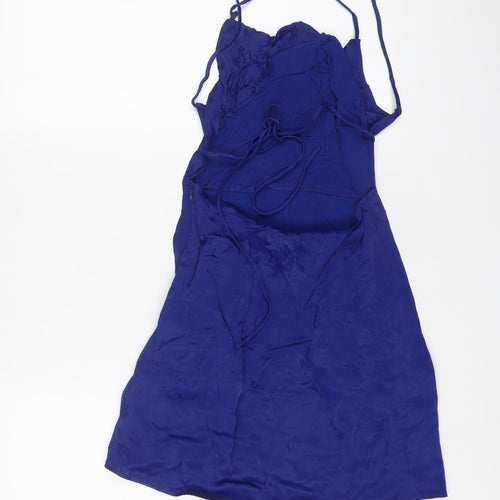 Zara Womens Blue Viscose A-Line Size XS Square Neck Zip