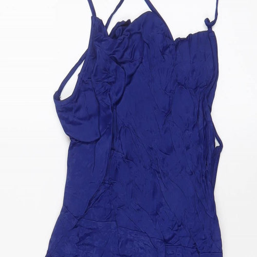 Zara Womens Blue Viscose A-Line Size XS Square Neck Zip