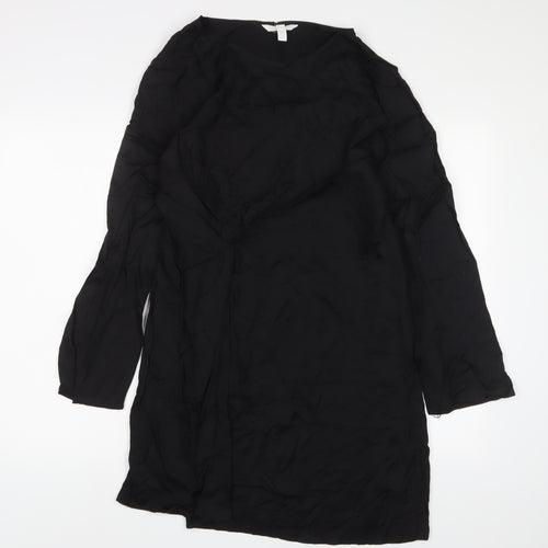 H&M Womens Black Viscose A-Line Size 8 Crew Neck Pullover - Pleated