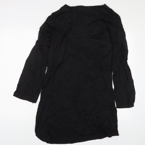 H&M Womens Black Viscose A-Line Size 8 Crew Neck Pullover - Pleated