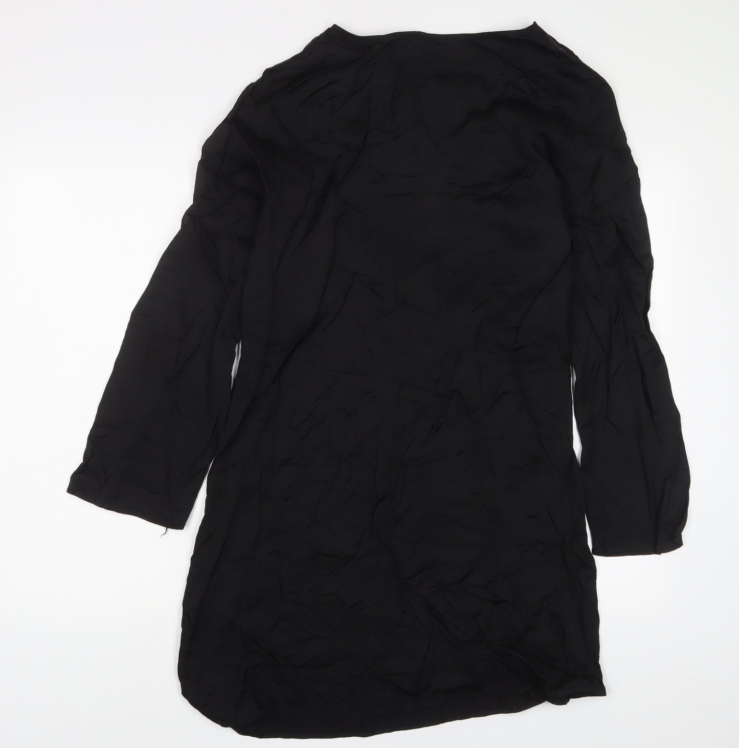 H&M Womens Black Viscose A-Line Size 8 Crew Neck Pullover - Pleated
