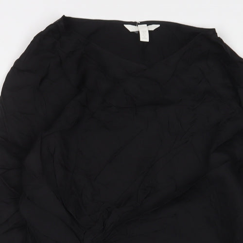 H&M Womens Black Viscose A-Line Size 8 Crew Neck Pullover - Pleated