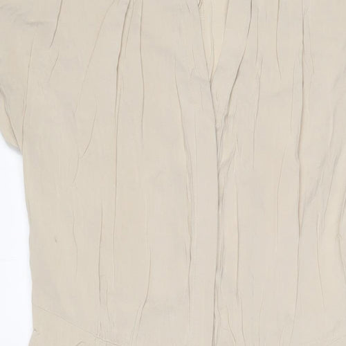 H&M Womens Beige Viscose A-Line Size S V-Neck Button