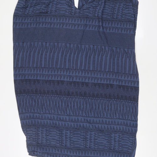 Saint Tropez Clothing Womens Blue Geometric Viscose A-Line Size L V-Neck Pullover
