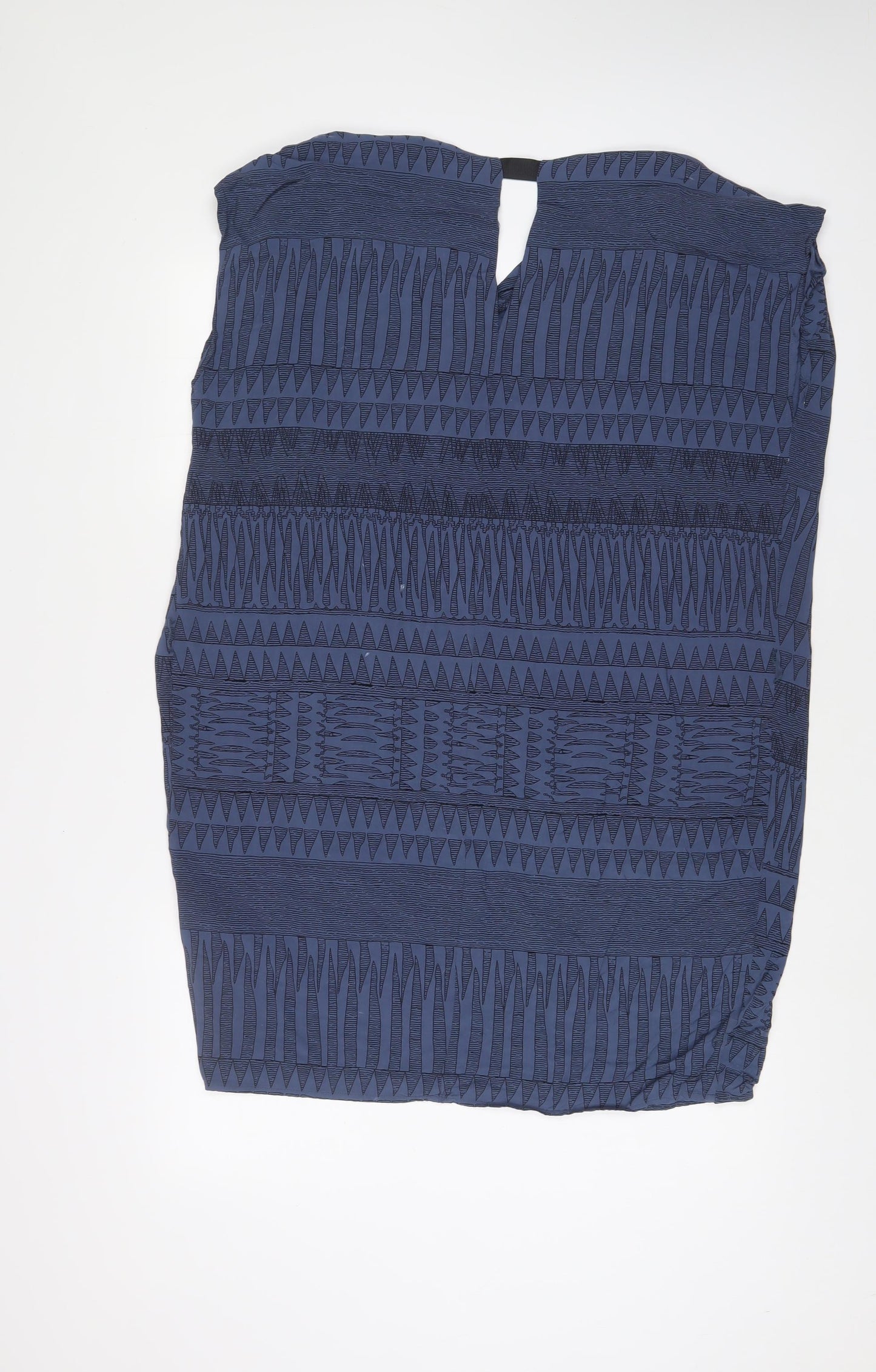 Saint Tropez Clothing Womens Blue Geometric Viscose A-Line Size L V-Neck Pullover