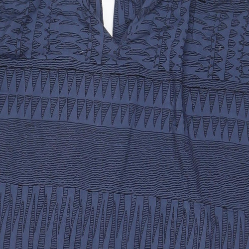 Saint Tropez Clothing Womens Blue Geometric Viscose A-Line Size L V-Neck Pullover