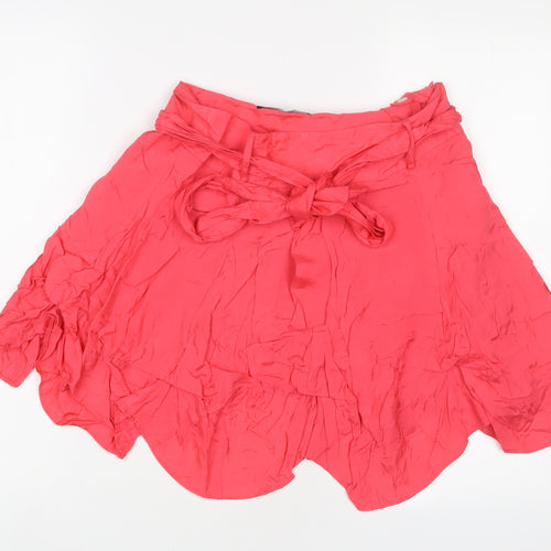 Dorothy Perkins Womens Pink Viscose A-Line Skirt Size 10 - Belted