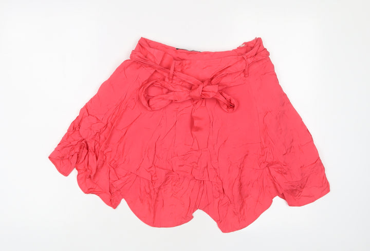 Dorothy Perkins Womens Pink Viscose A-Line Skirt Size 10 - Belted