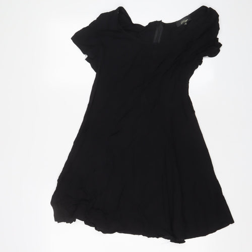 Rage Womens Black Viscose A-Line Size 14 Scoop Neck Zip