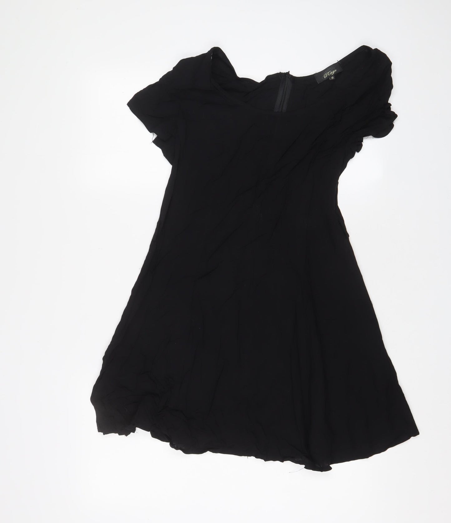 Rage Womens Black Viscose A-Line Size 14 Scoop Neck Zip