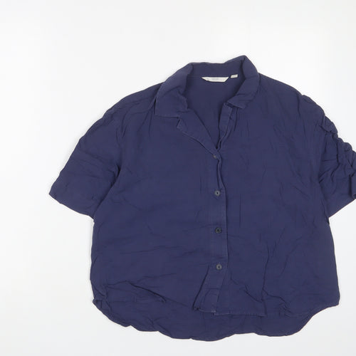 Uniqlo Womens Blue Viscose Basic Button-Up Size S Collared