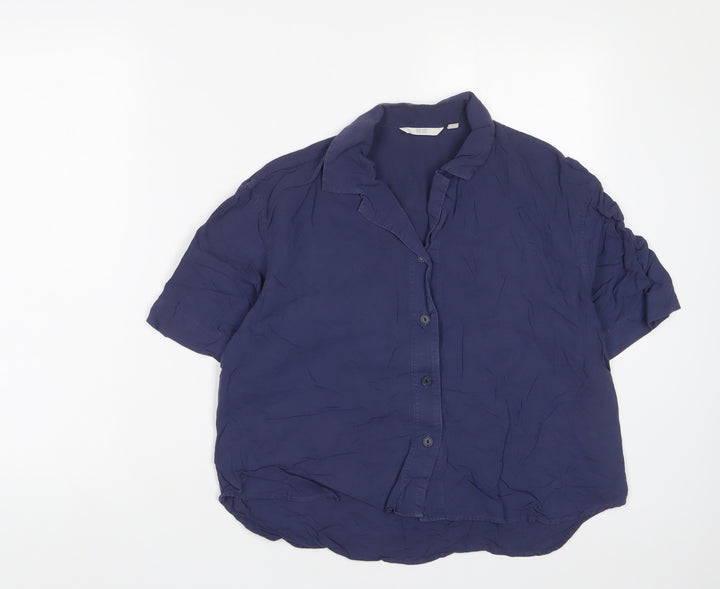 Uniqlo Womens Blue Viscose Basic Button-Up Size S Collared