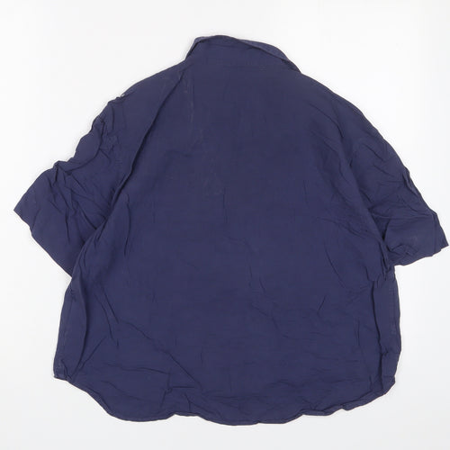 Uniqlo Womens Blue Viscose Basic Button-Up Size S Collared