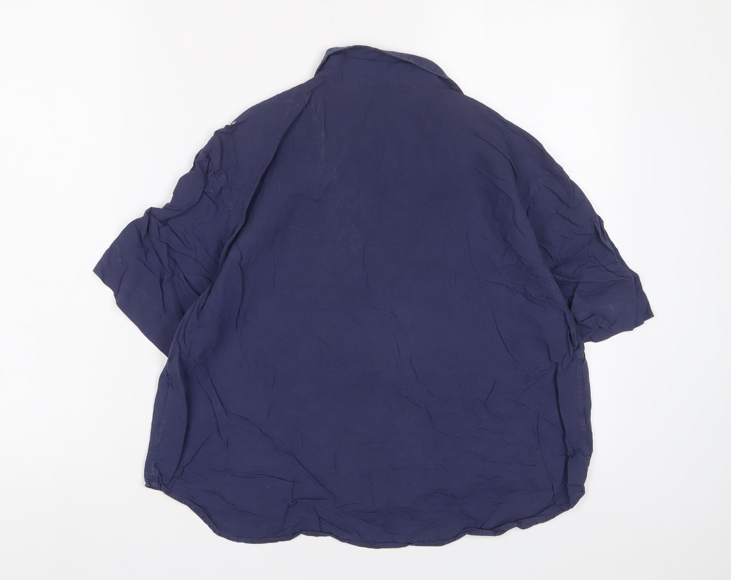 Uniqlo Womens Blue Viscose Basic Button-Up Size S Collared